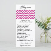 25 4x9 Hochzeitsprogramm Rosa Glitzer Zickzack Zig Programm (Stehend Vorderseite)