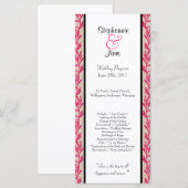 25 4x9 Hochzeitsprogramm Rosa und Schwarze Wildtie Programm (Vorne/Hinten)