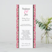 25 4x9 Hochzeitsprogramm Rosa und Schwarze Wildtie Programm (Stehend Vorderseite)