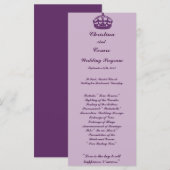 25 4x9 Hochzeitsprogramm Royal Lila Crown/Wirbel Programm (Vorne/Hinten)
