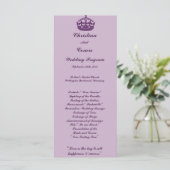 25 4x9 Hochzeitsprogramm Royal Lila Crown/Wirbel Programm (Stehend Vorderseite)