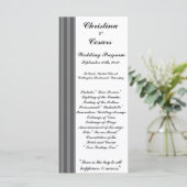 25 4x9 Hochzeitsprogramm Schwarz-Grau-Blüh Streife Programm (Stehend Vorderseite)