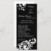 25 4x9 Hochzeitsprogramm Schwarz-weiße Blumenfabri Programm (Vorne/Hinten)