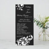 25 4x9 Hochzeitsprogramm Schwarz-weiße Blumenfabri Programm (Stehend Vorderseite)
