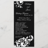 25 4x9 Hochzeitsprogramm Schwarz-weiße Blumenfabri Programm (Vorderseite)