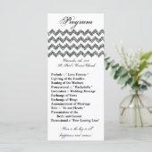 25 4x9 Hochzeitsprogramm Silberner Glitzer Zickzac Programm (Stehend Vorderseite)