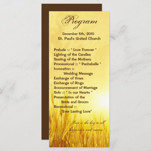 25 4x9 Hochzeitsprogramm Sonnenaufgang Weizenland  Programm (Vorne/Hinten)