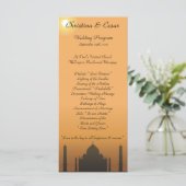 25 4x9 Hochzeitsprogramm Taj Mahal Sunset Orange Y Programm (Stehend Vorderseite)