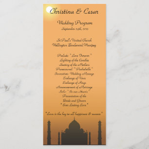 25 4x9 Hochzeitsprogramm Taj Mahal Sunset Orange Y Programm