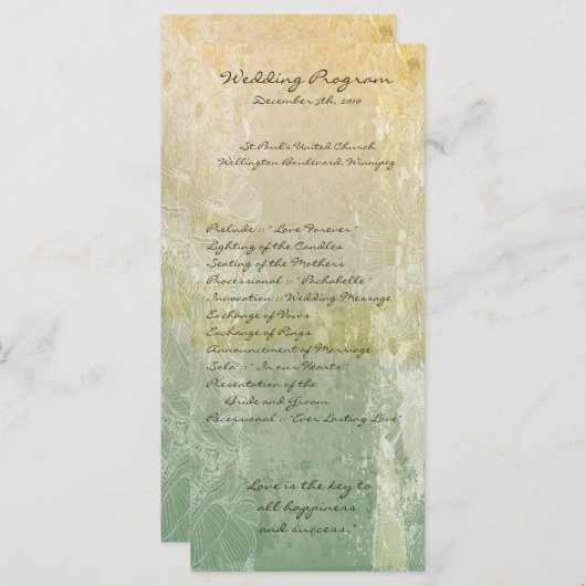 25 4x9 Hochzeitsprogramm Vintage Blumenantik Programm (Vorne/Hinten)