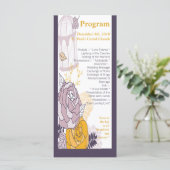 25 4x9 Hochzeitsprogramm Vintage Pflaume Senf-Rose Programm (Stehend Vorderseite)