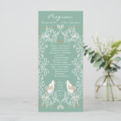 25 4x9 Hochzeitsprogramm Vintage Vogelliebhaber Aq Programm (Stehend Vorderseite)