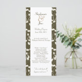 25 4x9 Hochzeitsprogramm Weiße Ginkgo-Blätter Programm (Stehend Vorderseite)