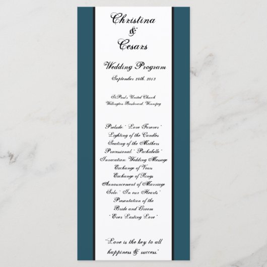 25 4x9 Hochzeitsprogramm Western Blue Cowboy Boots Programm (Vorderseite)
