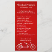 25 4x9 Hochzeitsprogramm Whimsical Red Double Bike Programm (Vorderseite)