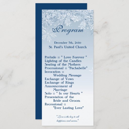 25 4x9 Hochzeitsprogramm Winter Wonderland Trees C Programm (Vorne/Hinten)