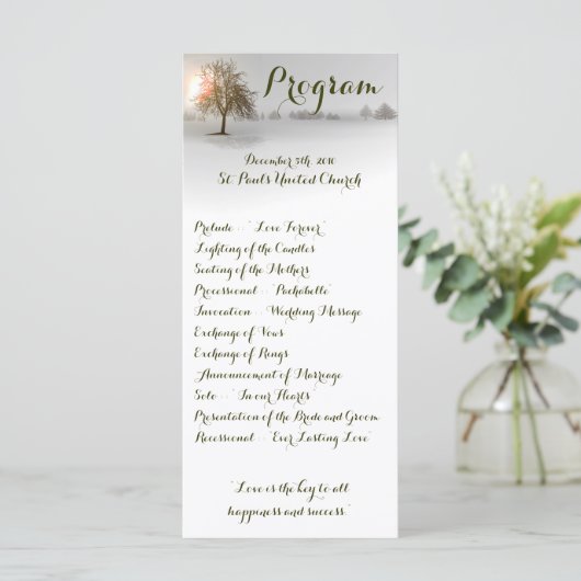 25 4x9 Hochzeitsprogramm Winter Wunderland Bäume S Programm (Stehend Vorderseite)