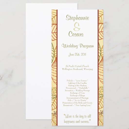 25 4x9 Hochzeitsprogramme-Herbstlaube Programm (Vorne/Hinten)