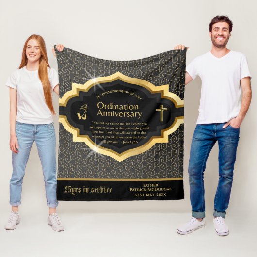 25. 50. JEDES Priesterorden Jubiläum Geschenk Fleecedecke (Beispiel)