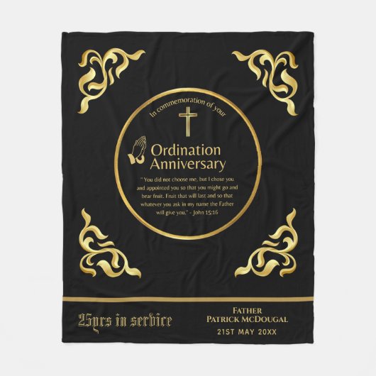 25. 50. JEDES Priesterorden Jubiläum Geschenk Fleecedecke (Vorderseite)