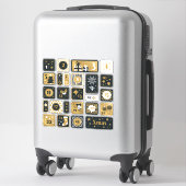 25 Advent Kalender Stickers schwarzes Gold Weihnac Aufkleber (Koffer)