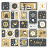 25 Advent Kalender Stickers schwarzes Gold Weihnac Aufkleber (Vorderseite)