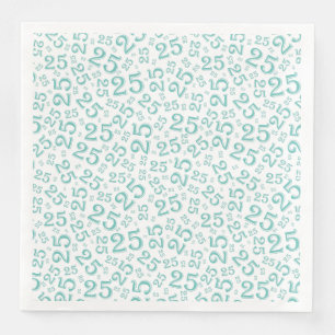 25. Age Random Number Pattern Aquamarin/weiß Serviette