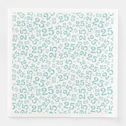 25. Age Random Number Pattern Aquamarin/weiß Serviette (Vorderseite)