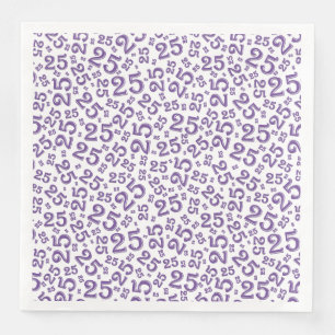 25. Age Random Number Pattern Lila/weiß Serviette