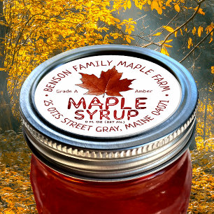25 Ahornsirup Red Maple Leaf 2,5" Vinyl-Etiketten Aufkleber