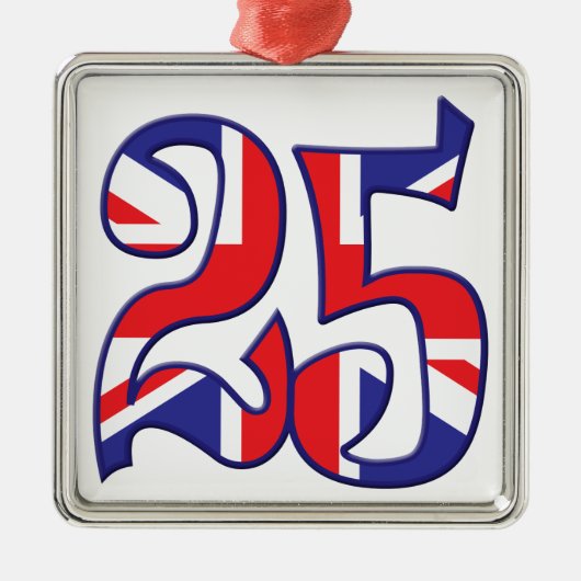 25 Alter Großbritannien Silbernes Ornament (Vorne)