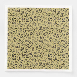 25. Alter Zufallszahl Muster Gold/Schwarz Serviette
