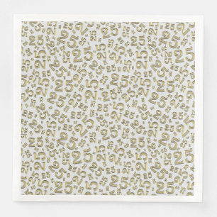 25. Alter Zufallszahl Muster Gold/Weiß Serviette