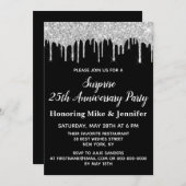 25. Black and Silver Überraschung Jubiläum Party Einladung (Vorne/Hinten)