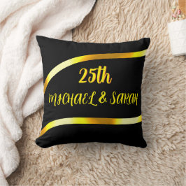 25. Black Gold Hochzeit-Jubiläum-Geschenk Kissen