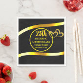 25. Black Gold Hochzeit Jubiläum Modernes Herz Serviette (Beispiel)