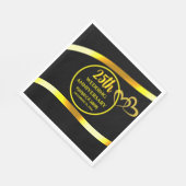 25. Black Gold Hochzeit Jubiläum Modernes Herz Serviette (Ecke)