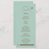 25 Blue Airplane Heart Wedding Menu Cards Menükarte (Vorne/Hinten)