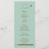 25 Blue Airplane Heart Wedding Menu Cards Menükarte (Vorderseite)