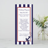25 Blue Anchor Nautical Wedding Programs Programm (Stehend Vorderseite)