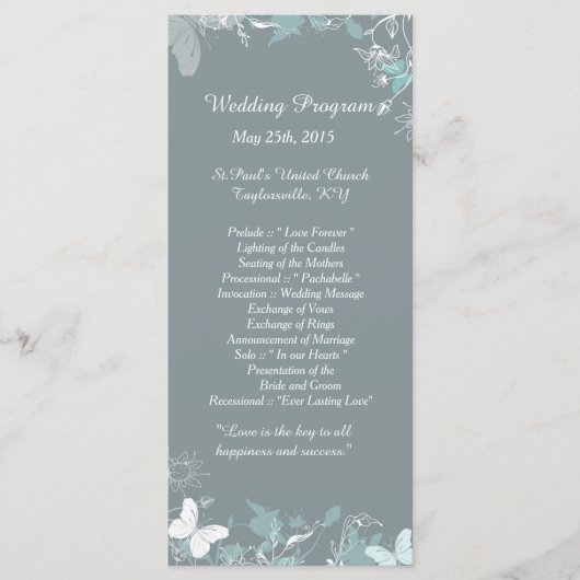 25 Blue Butterfly Floral Wedding Programs Programm (Vorderseite)