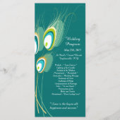 25 Blue Peacock Feather Wedding Programs Programm (Vorderseite)