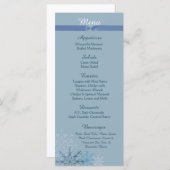 25 Blue Snowflake Winter Menu Cards Menükarte (Vorne/Hinten)