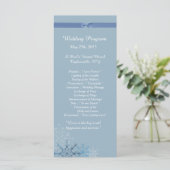 25 Blue Snowflake Winter Wedding Programme (Stehend Vorderseite)