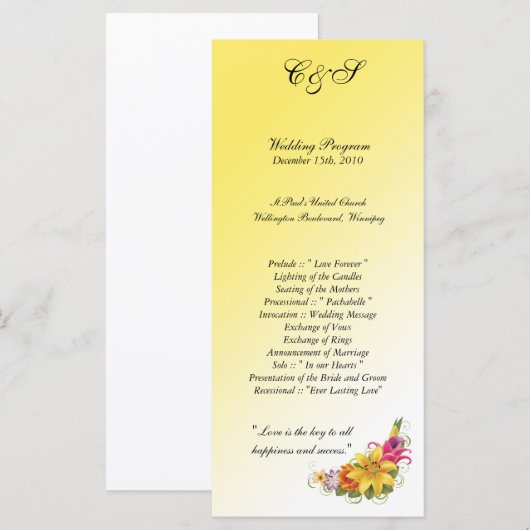 25 Blume Bouquet Hochzeitsprogramme Programm (Vorne/Hinten)