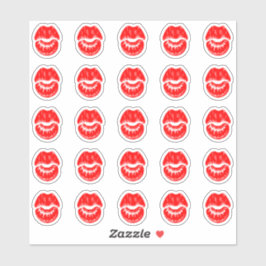 25 Bright Red Lipstick Kiss Mark Sticker