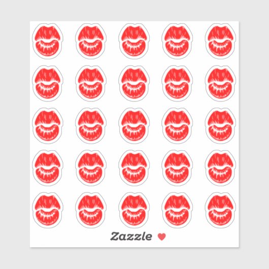 25 Bright Red Lipstick Kiss Mark Sticker (Blatt)