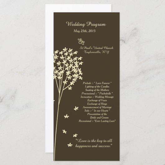 25 Brown Elegant Tree Wedding Programme (Vorne/Hinten)