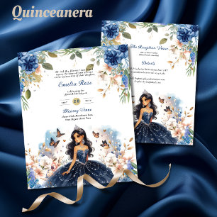 25 BUDGET Navy Blue Quinceanera Kleid Blumenpapier Flyer