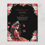 25 Budget Red Black Quinceanera Kleid Blumenpapier Flyer (Hinten)